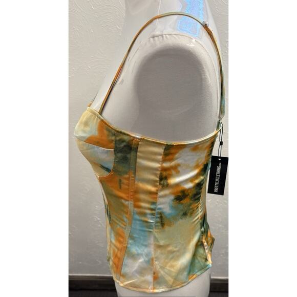 Pretty Little Thing Women’s Orange Tie Dye Structured Corset Top Size 8 Bustier - Picture 4 of 10